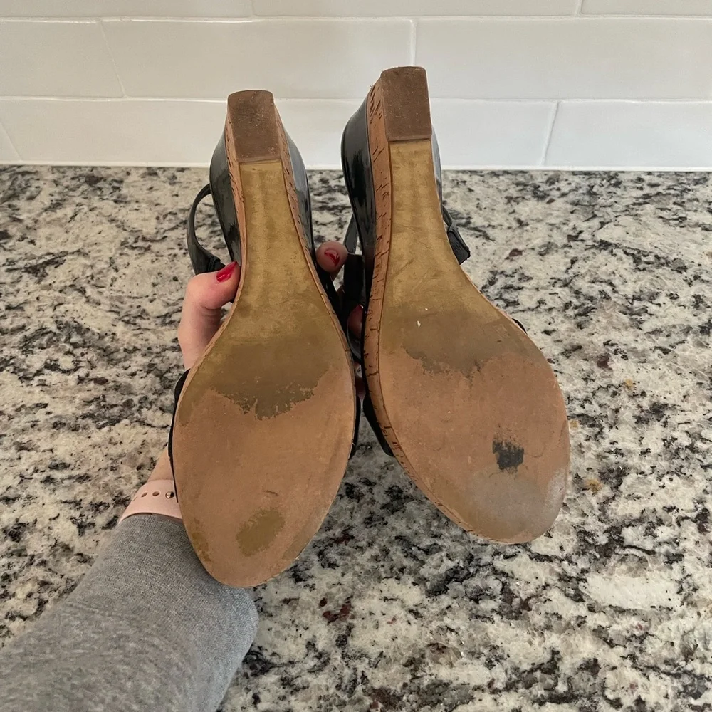 Franco Sarto Slingback Platform Black Wedge Sandal